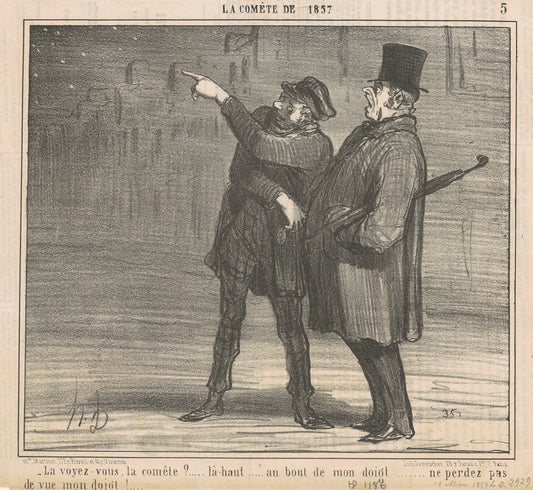 La voyez-vous la comète? ... by Honoré Daumier (French, 1808 - 1879), 16X12"(A3)Poster Print