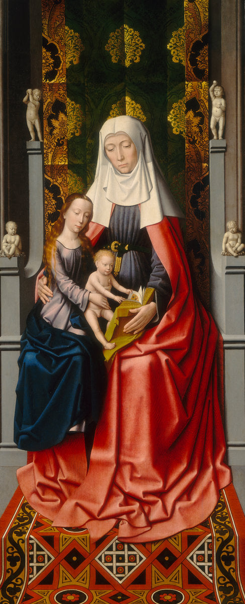 The Saint Anne Altarpiece: Saint Anne with the Virgin and Child [middle panel] by Gerard David and Workshop (Netherlandish, c. 1460 - 1523), 16X12"(A3)Poster Print