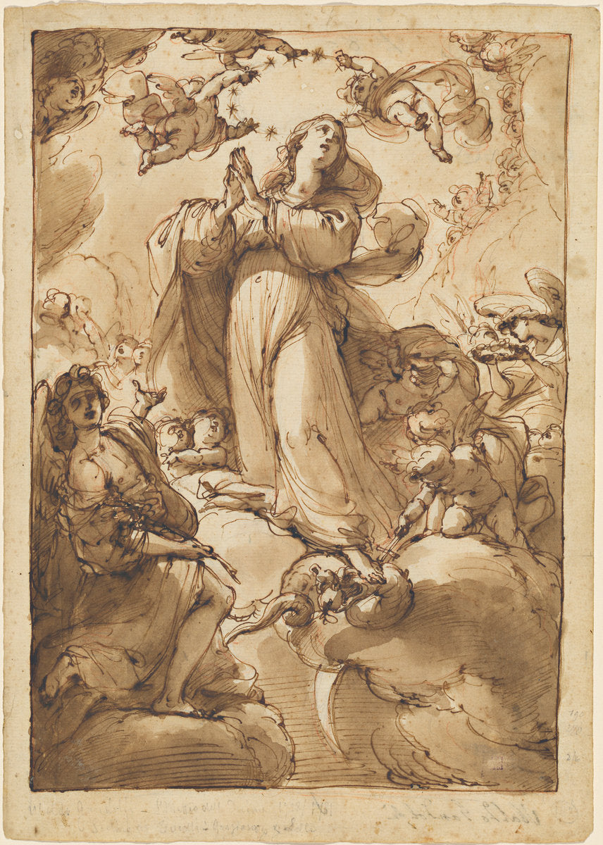The Virgin of the Immaculate Conception by Ubaldo Gandolfi (Bolognese, 1728 - 1781), 16X12"(A3)Poster Print