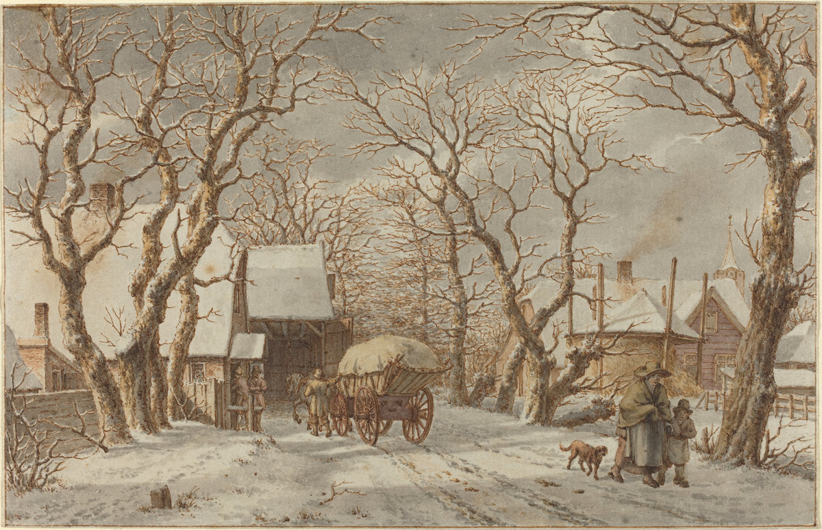 Winter Scene by Jacob Cats (Dutch, 1741 - 1799), 16X12"(A3)Poster Print