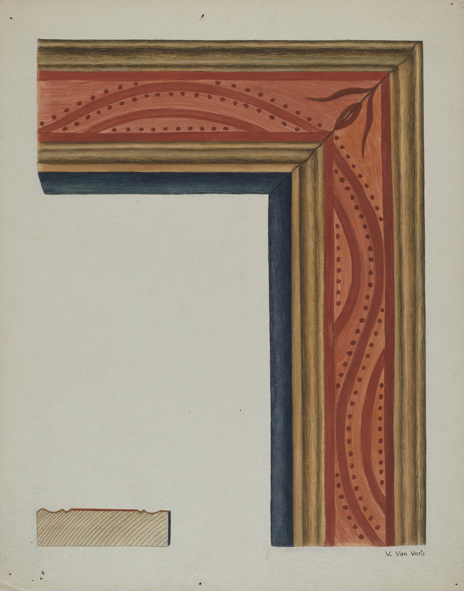 Hand-carved Picture Frame "River of Life" Motif by Vera Van Voris (American, active c. 1935), 16X12"(A3)Poster Print