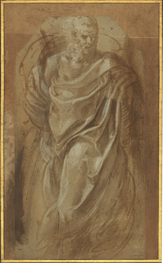 A Standing Man in Classical Drapery by Girolamo Muziano (Roman, 1528 or 1532 - 1592), 16X12"(A3)Poster Print