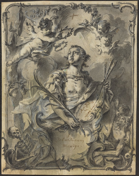 Saint Sebastian by Joseph Christ (German, 1732 - 1788), 16X12"(A3)Poster Print