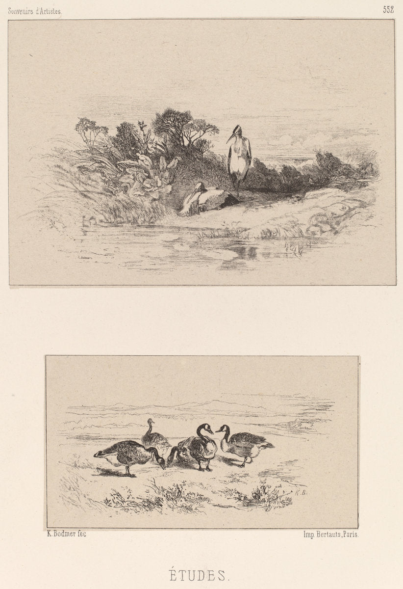 Etudes by Karl Bodmer (Swiss, 1809 - 1893), 16X12"(A3)Poster Print