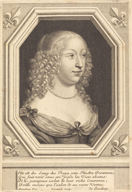 Marie d'Orléans-Longueville, Duchesse de Nemours by Robert Nanteuil after Henri Beaubrun (French, 1623 - 1678), 16X12"(A3)Poster Print