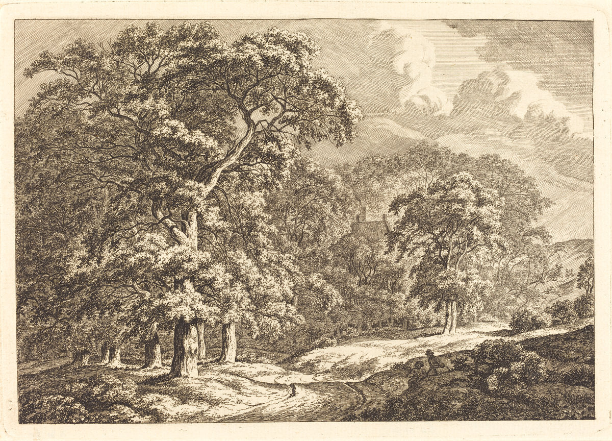 Forest with Travelers by a Road by Franciscus A. Milatz (Dutch, 1763 - 1808), 16X12"(A3)Poster Print