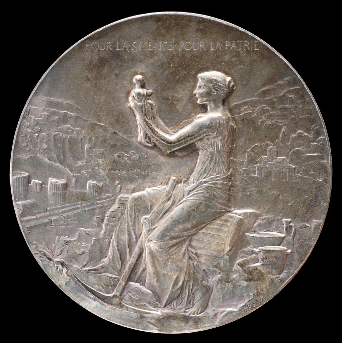 Medal for the Fiftieth Anniversary of the École française d'Athènes [obverse] by Louis-Oscar Roty (French, 1846 - 1911), 16X12"(A3)Poster Print