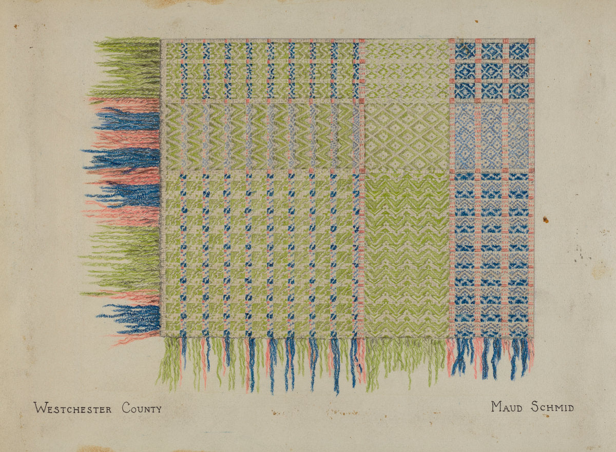 Handwoven Coverlet by Maud Schmid (American, active c. 1935), 16X12"(A3)Poster Print