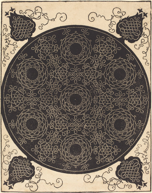 The Fourth Knot (combining seven circular groups of knots with black centers) by Albrecht Dürer (German, 1471 - 1528), 16X12"(A3)Poster Print