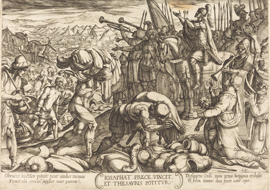 Josaphat Thanking God for His Victory by Antonio Tempesta (Florentine, 1555 - 1630), 16X12"(A3)Poster Print