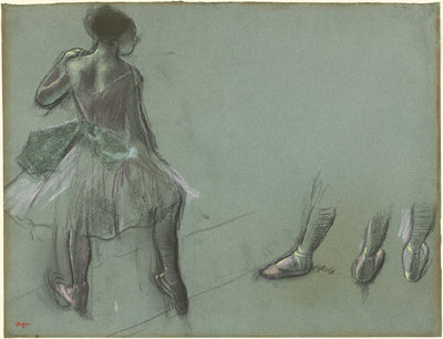 Dancer Seen from Behind and Three Studies of Feet by Edgar Degas (French, 1834 - 1917), 16X12"(A3)Poster Print