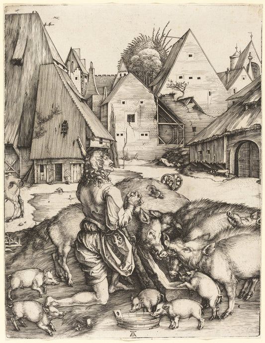The Prodigal Son by Albrecht Dürer (German, 1471 - 1528), 16X12"(A3)Poster Print