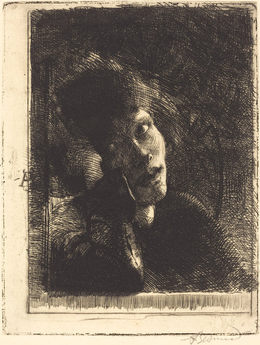 La Muse Accoudée by Albert Besnard (French, 1849 - 1934), 16X12"(A3)Poster Print