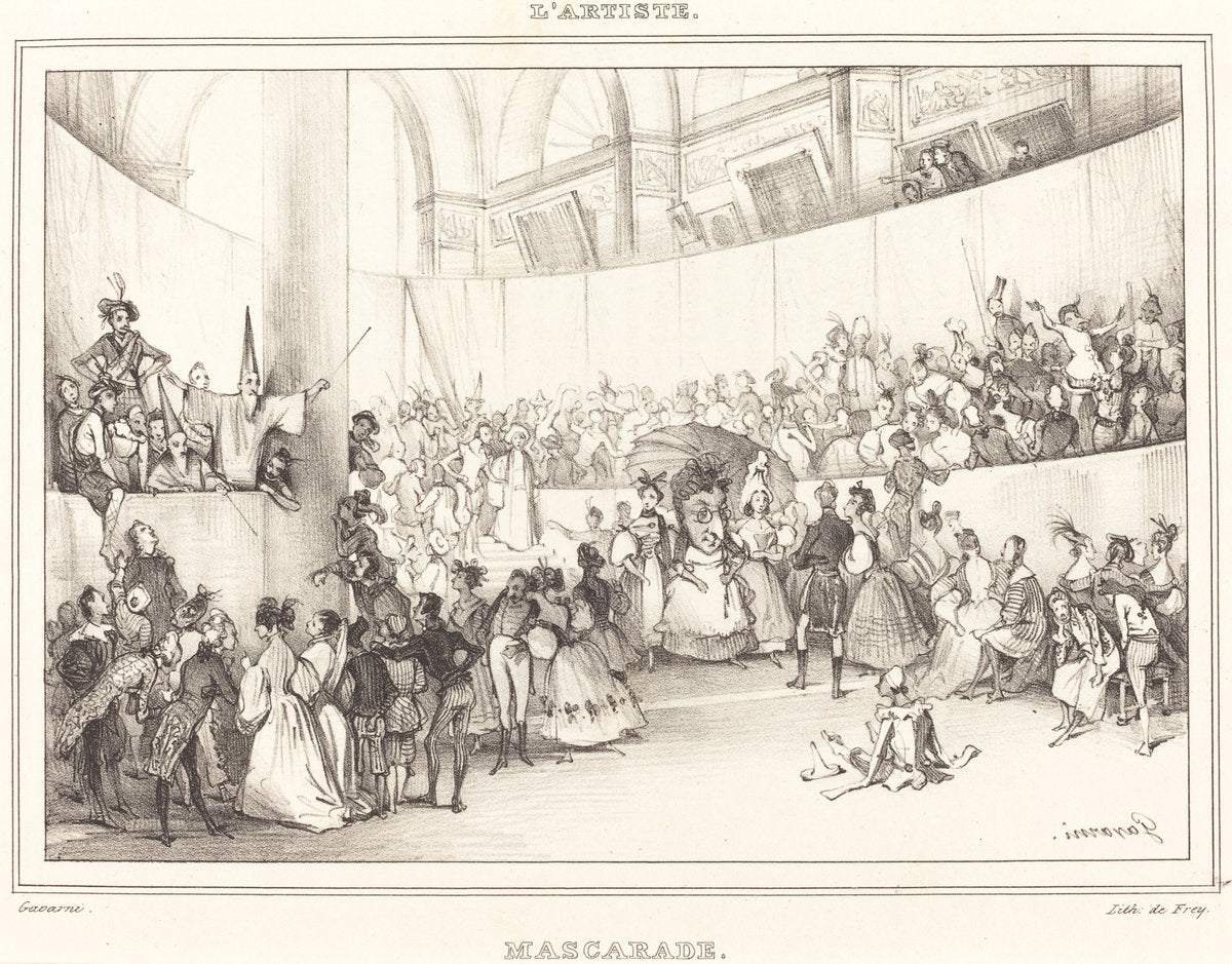 Mascarade by Paul Gavarni (French, 1804 - 1866), 16X12"(A3)Poster Print