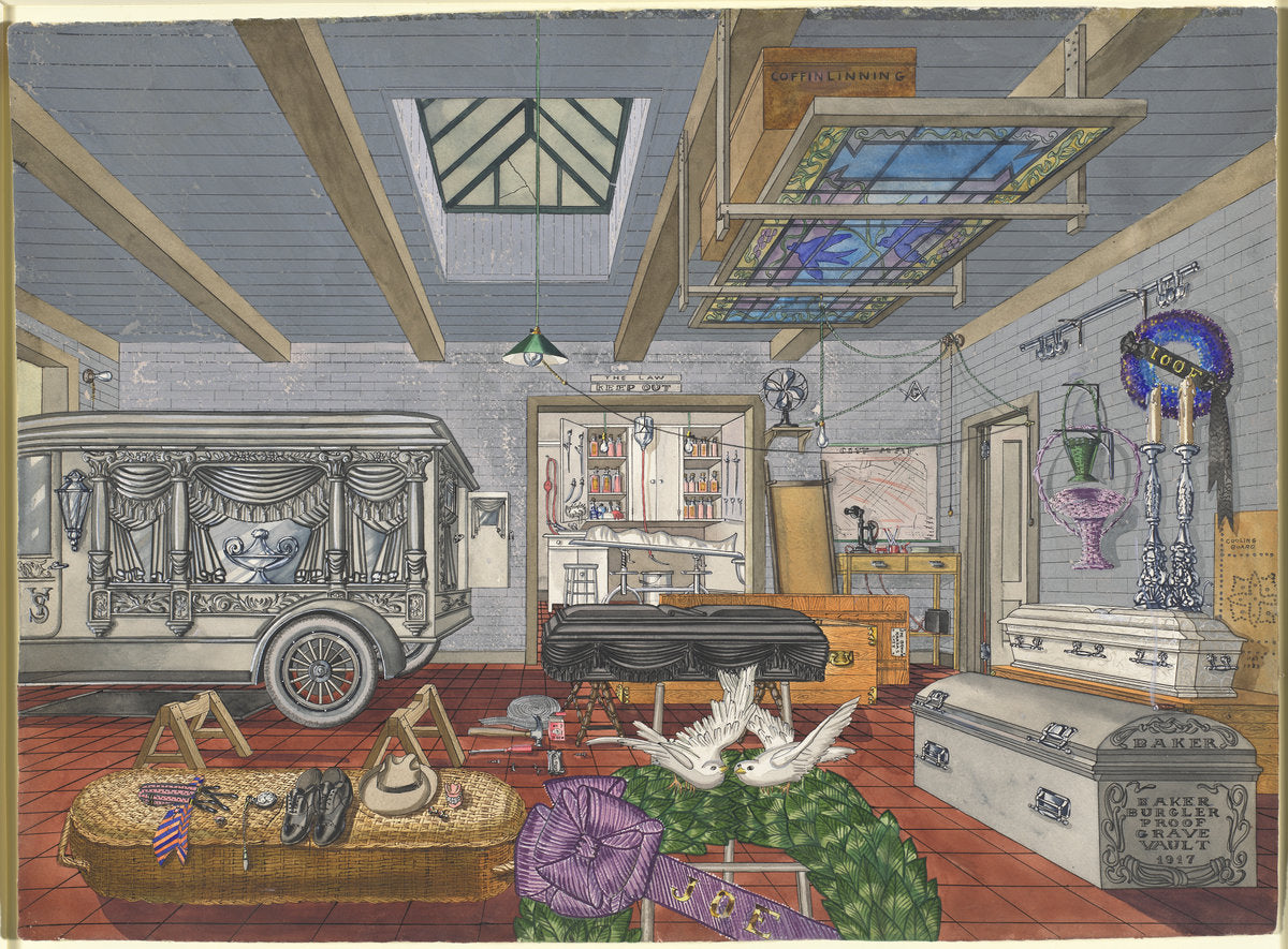 Garage of Funeral Parlor, 1917 by Perkins Harnly (American, 1901 - 1986), 16X12"(A3)Poster Print