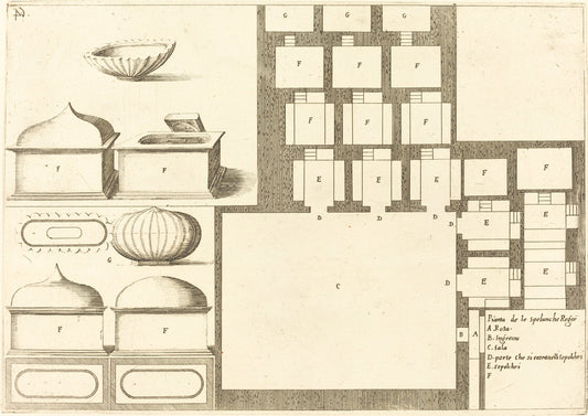 Plan of the Spelunche Regee by Jacques Callot (French, 1592 - 1635), 16X12"(A3)Poster Print