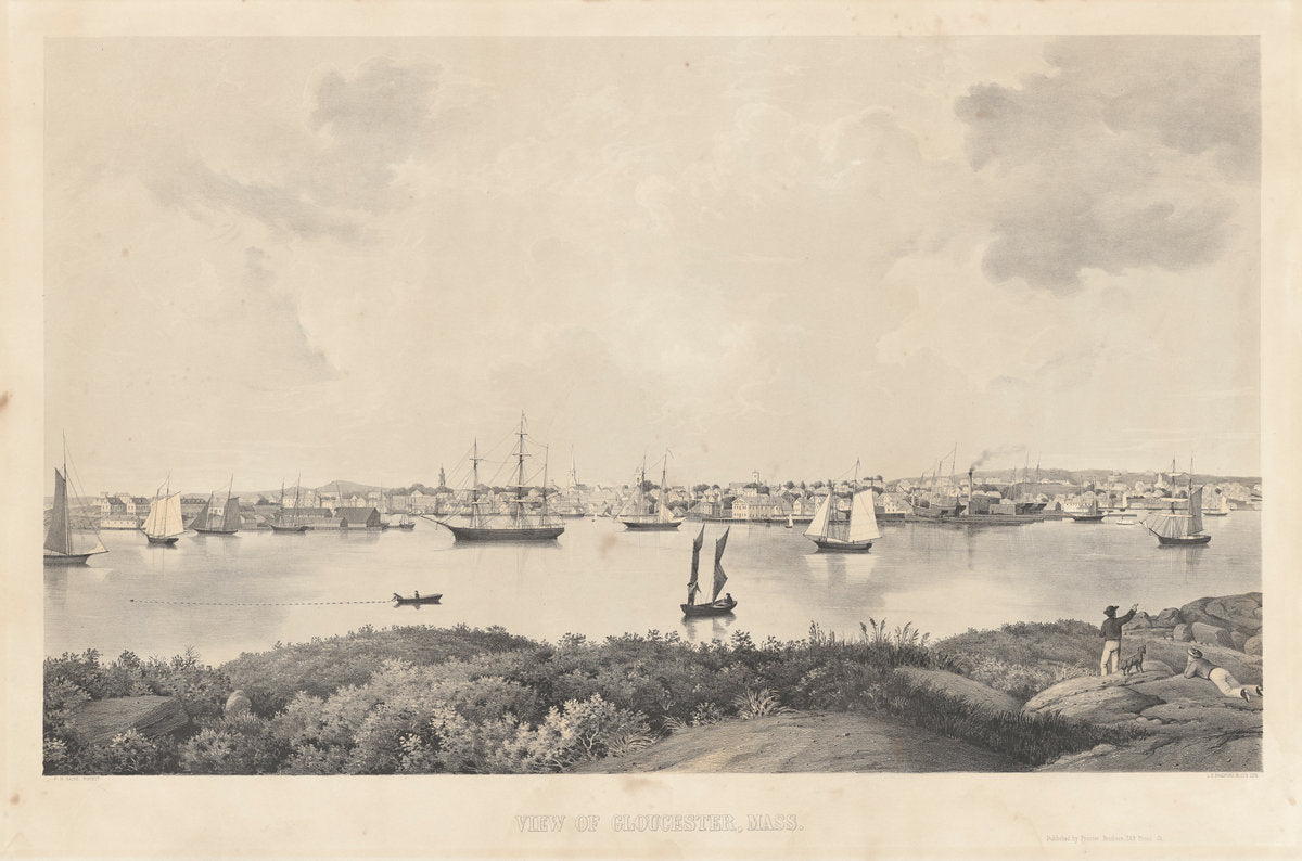 View of Gloucester, Mass. by Fitz Henry Lane (American, 1804 - 1865), 16X12"(A3)Poster Print