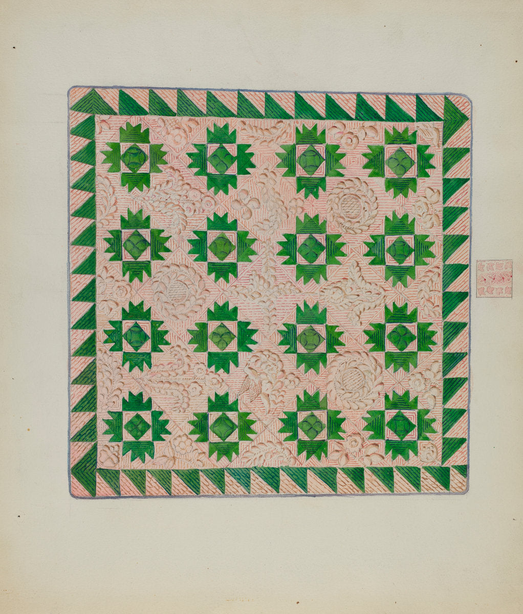 Patchwork Quilt by George Loughridge (American, active c. 1935), 16X12"(A3)Poster Print