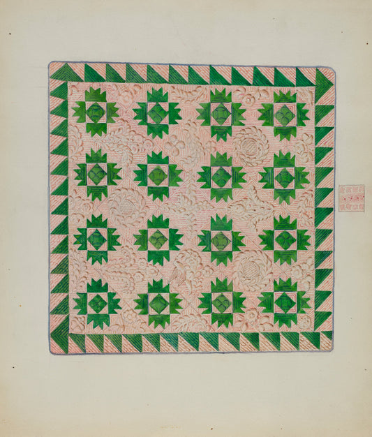 Patchwork Quilt by George Loughridge (American, active c. 1935), 16X12"(A3)Poster Print