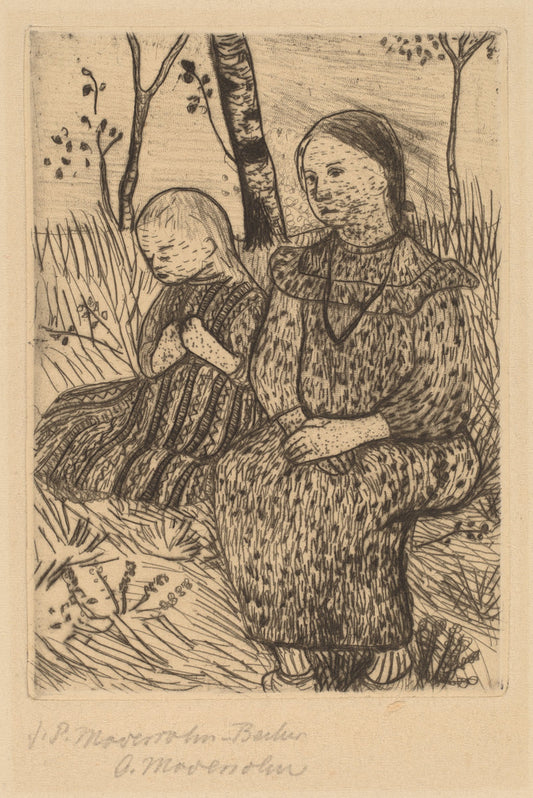 Two Peasant Girls by Paula Modersohn-Becker (German, 1876 - 1907), 16X12"(A3)Poster Print