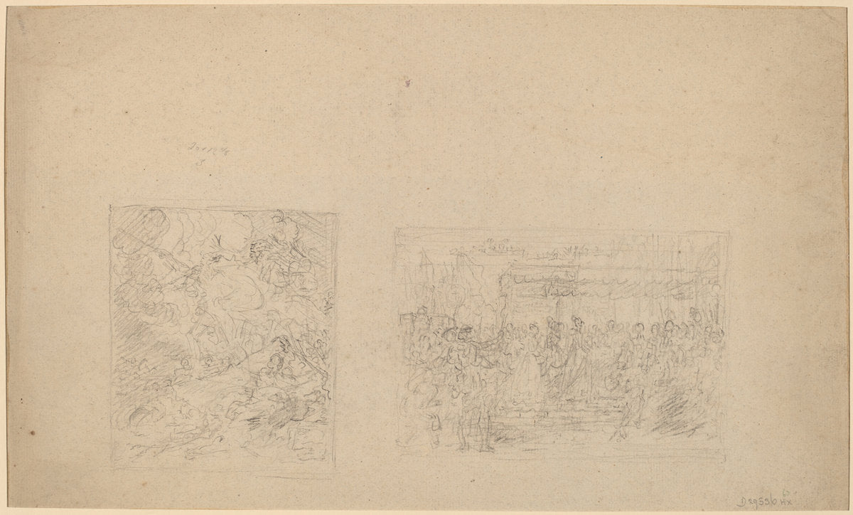 Study of Moses Striking the Rock and a Procession [verso] by Benjamin West (American, 1738 - 1820), 16X12"(A3)Poster Print