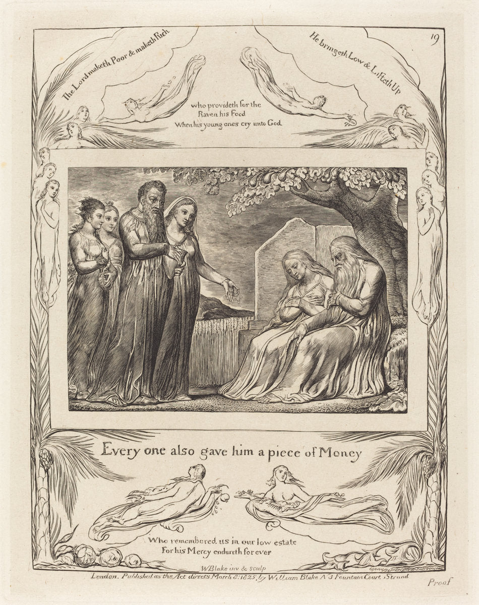 Job Accepting Charity by William Blake (British, 1757 - 1827), 16X12"(A3)Poster Print