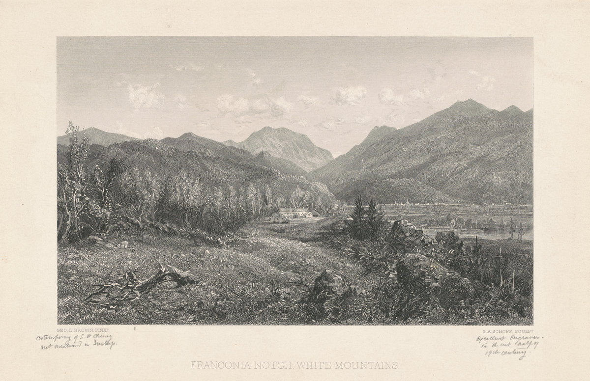 Franconia Notch, White Mountains by Stephen Alonzo Schoff, after George L. Brown (American, 1818 - 1905), 16X12"(A3)Poster Print