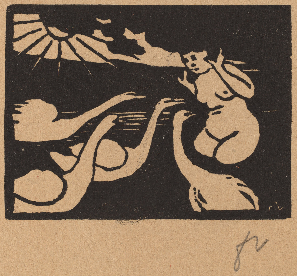Bather with Swans (La baigneuse aux cygnes) by Félix Vallotton (Swiss, 1865 - 1925), 16X12"(A3)Poster Print