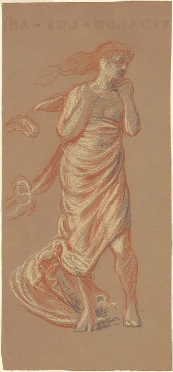 Study for "Greek Girls Bathing" [recto] by Elihu Vedder (American, 1836 - 1923), 16X12"(A3)Poster Print