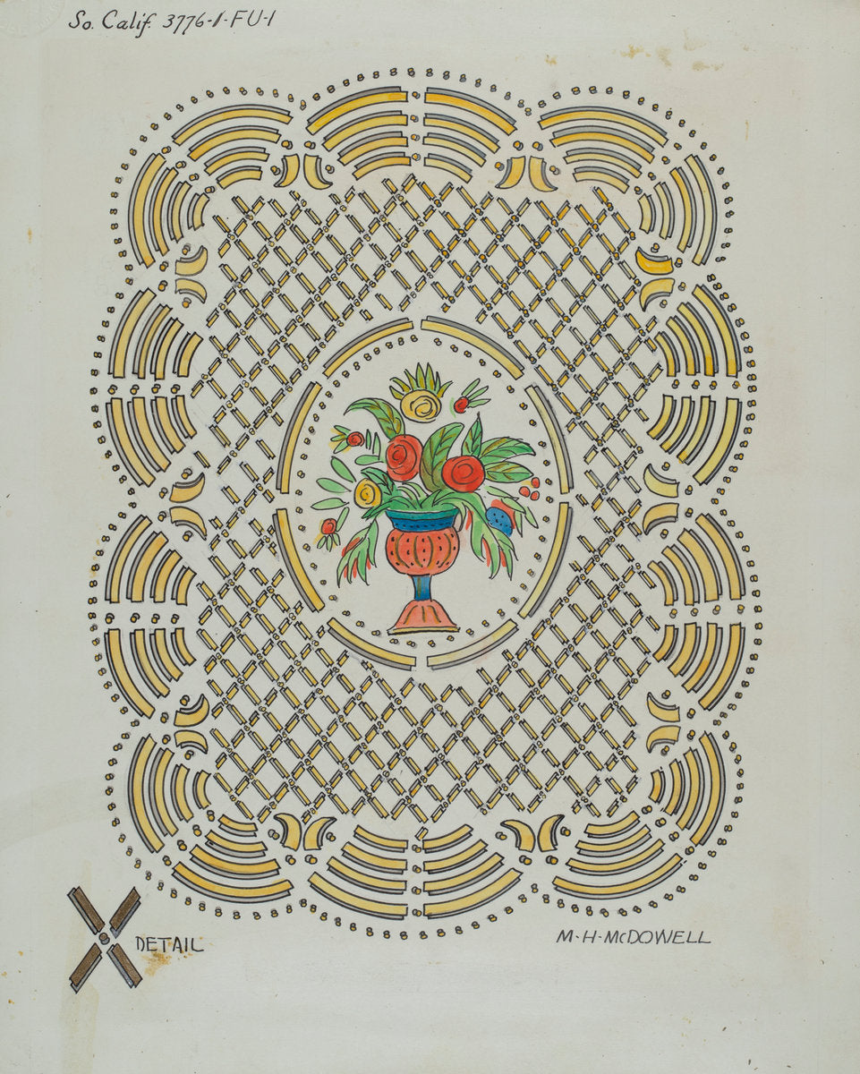 Design on Door of Seth Thomas Clock by M.H. McDowell (American, active c. 1935), 16X12"(A3)Poster Print