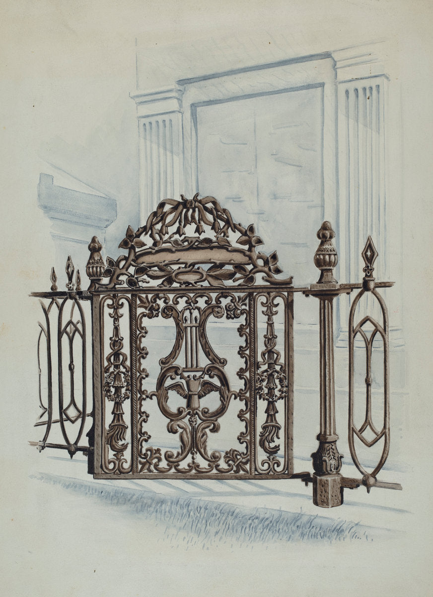 Cast Iron Gate by Al Curry (American, active c. 1935), 16X12"(A3)Poster Print