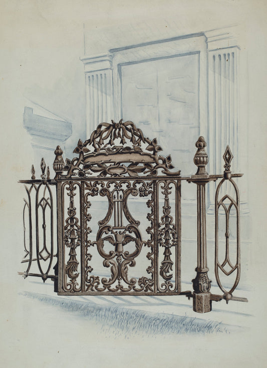 Cast Iron Gate by Al Curry (American, active c. 1935), 16X12"(A3)Poster Print