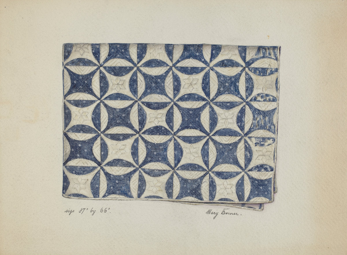 Bedspread by Mary Berner (American, active c. 1935), 16X12"(A3)Poster Print