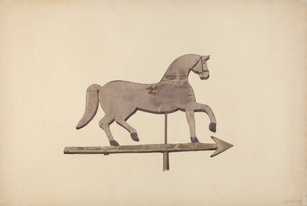 Horse Weather Vane by Robert Barton (American, active c. 1935), 16X12"(A3)Poster Print