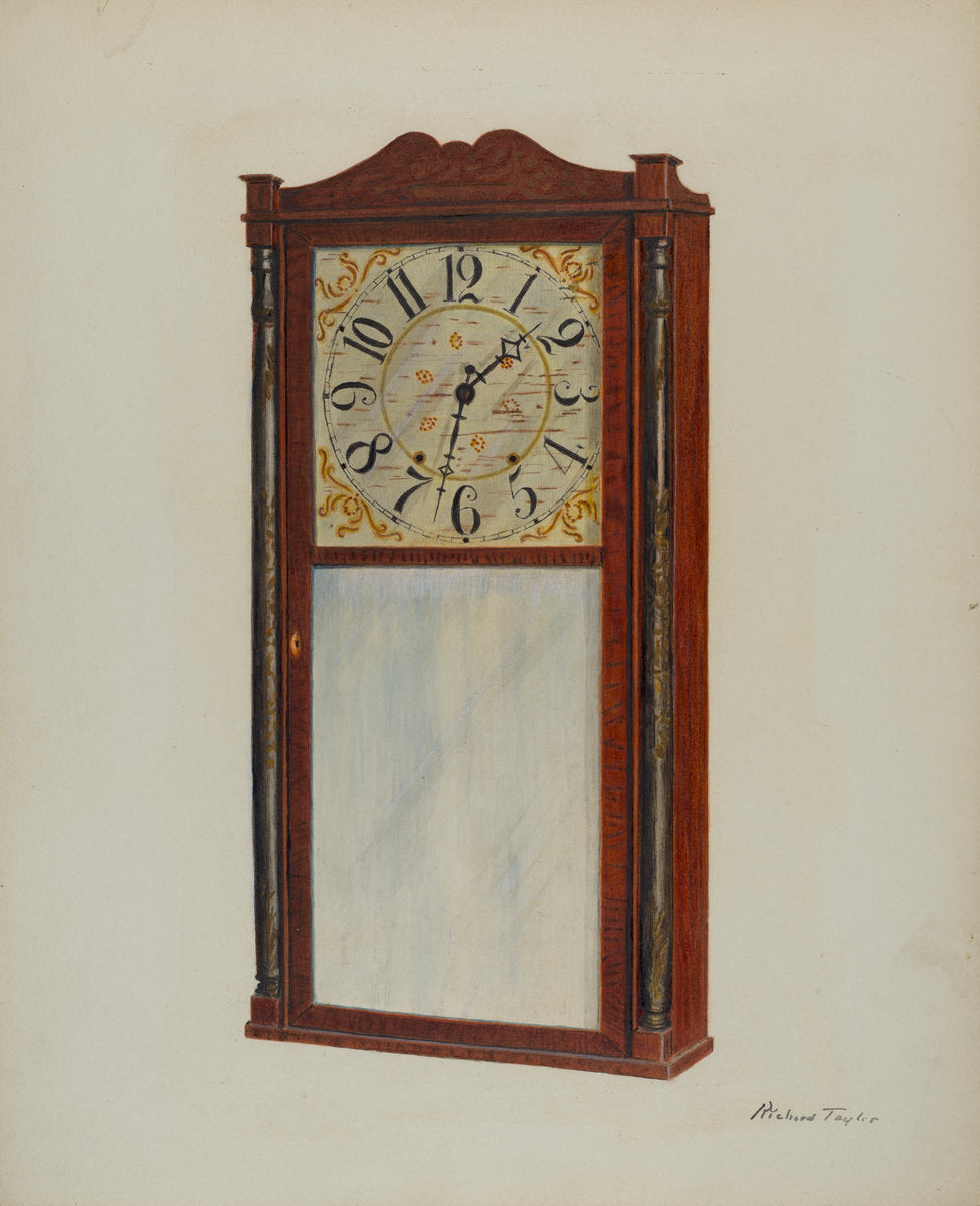 Mantle Clock by Richard Taylor (American, active c. 1935), 16X12"(A3)Poster Print