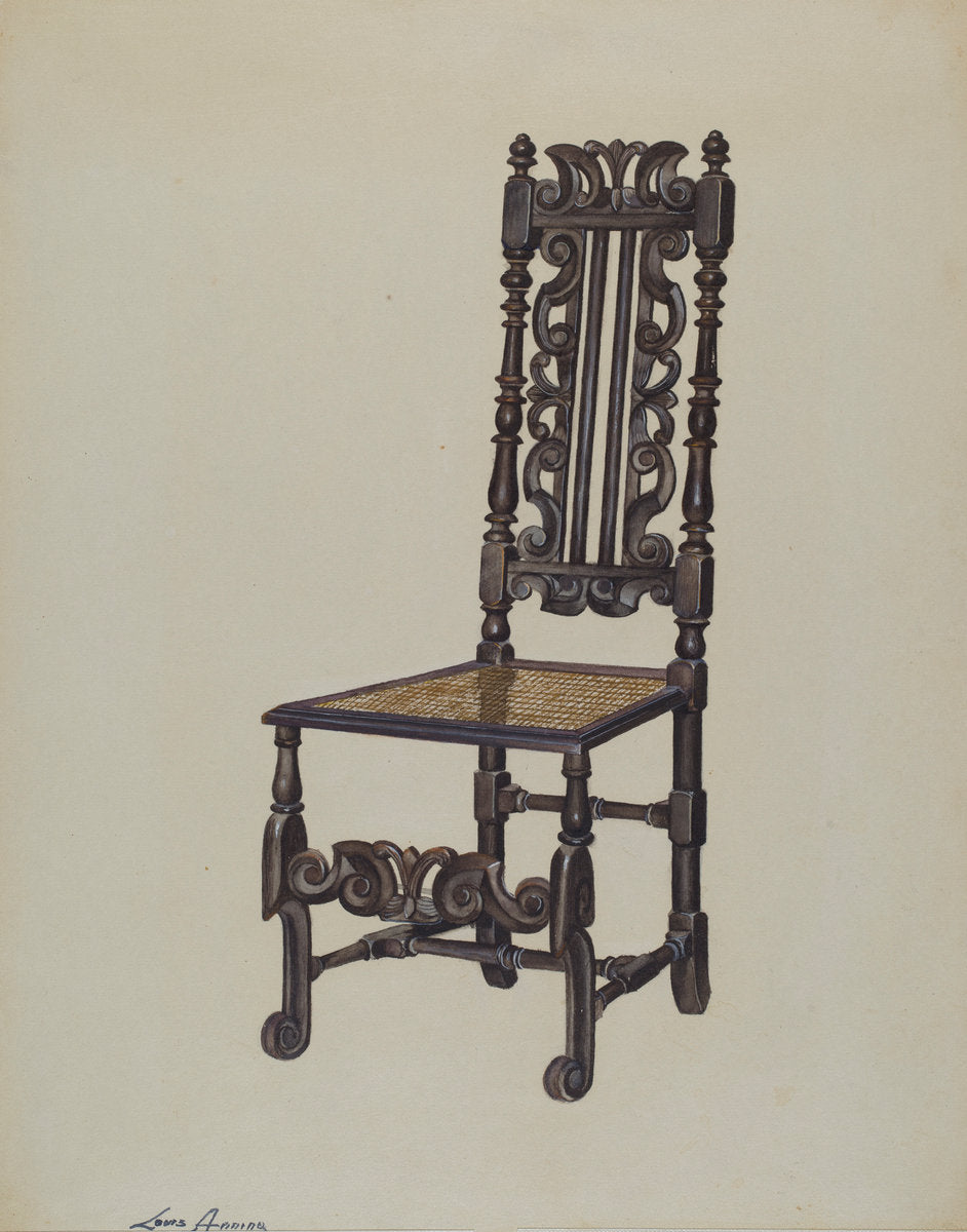 High Back Side Chair by Louis Annino (American, active c. 1935), 16X12"(A3)Poster Print