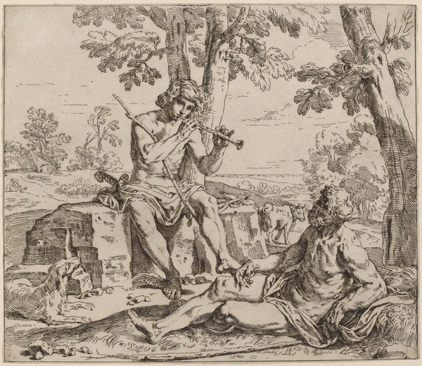 Mercury and Argus by Simone Cantarini (Italian, 1612 - 1648), 16X12"(A3)Poster Print