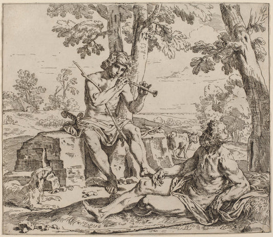 Mercury and Argus by Simone Cantarini (Italian, 1612 - 1648), 16X12"(A3)Poster Print