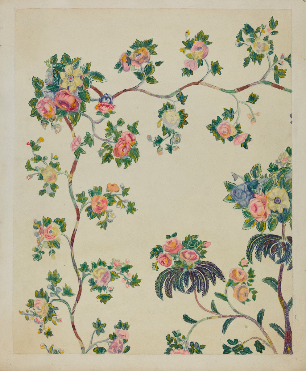 Appliqued Coverlet - Tree Design by Ernest A. Towers, Jr. (American, active c. 1935), 16X12"(A3)Poster Print