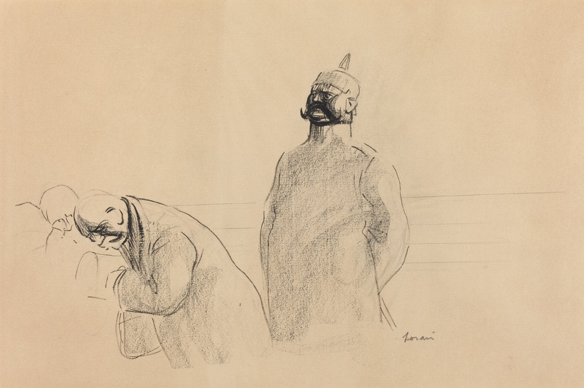Prussian Soldier and Civilians by Jean-Louis Forain (French, 1852 - 1931), 16X12"(A3)Poster Print