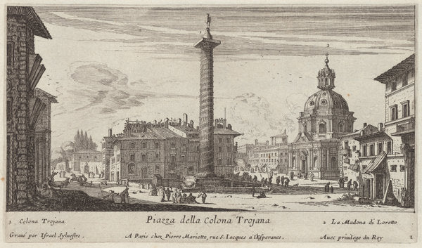 Piazza della Colona Trojana by Israël Silvestre (French, 1621 - 1691), 16X12"(A3)Poster Print