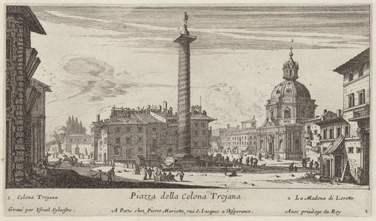Piazza della Colona Trojana by Israël Silvestre (French, 1621 - 1691), 16X12"(A3)Poster Print