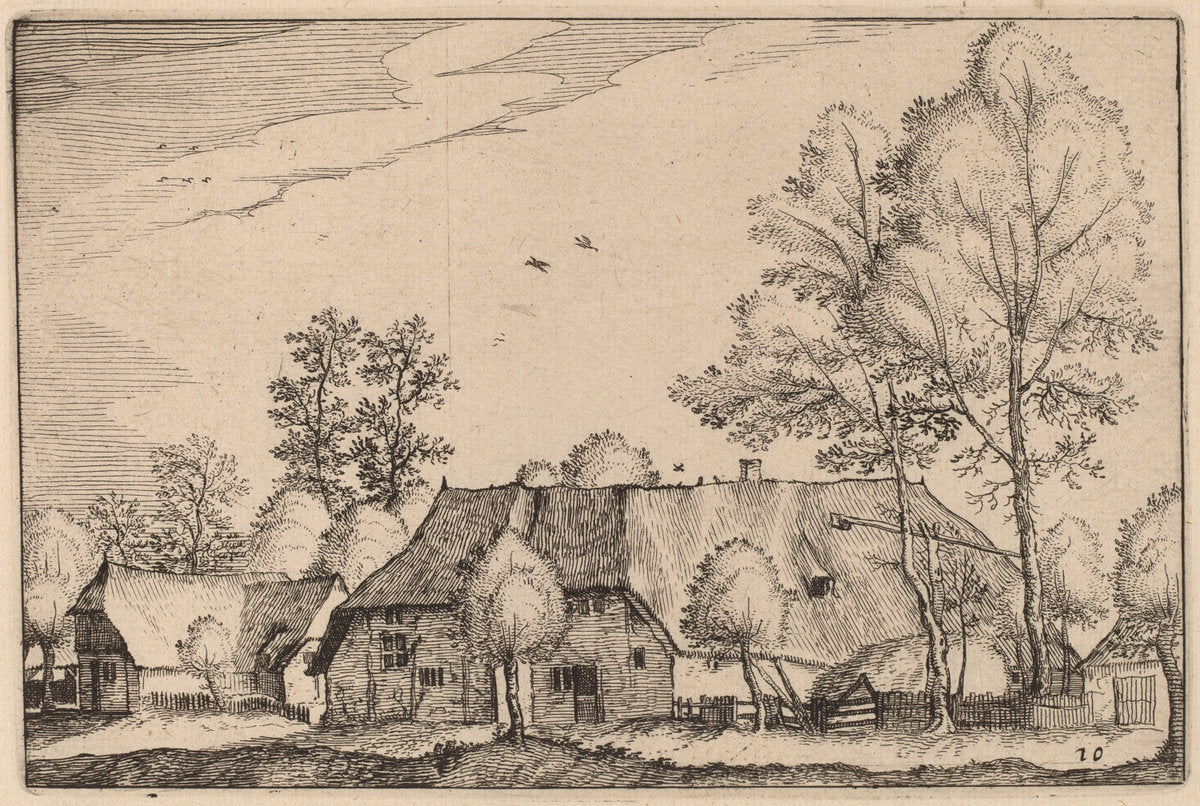 Large Farm by Claes Jansz Visscher after Johannes van Doetechum, the Elder after Lucas van Doetechum after Master of the Small Landscapes (Dutch, 1586/1587 - 1652), 16X12"(A3)Poster Print