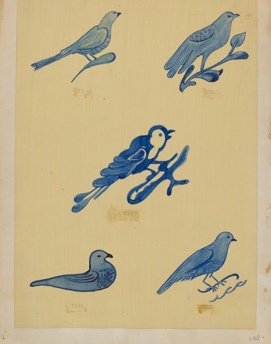 1935/1942 by American 20th Century (Bird Decorations on Stoneware), 16X12"(A3)Poster Print