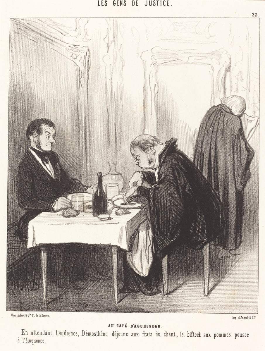 Au Café d'Aguesseau by Honoré Daumier (French, 1808 - 1879), 16X12"(A3)Poster Print