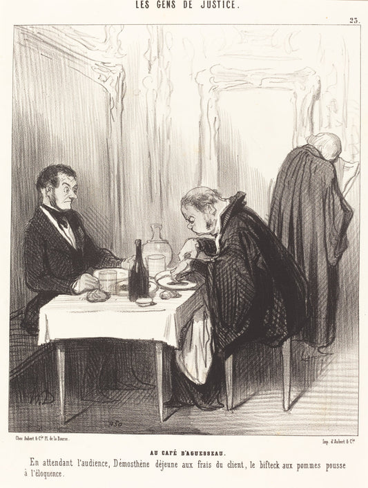 Au Café d'Aguesseau by Honoré Daumier (French, 1808 - 1879), 16X12"(A3)Poster Print