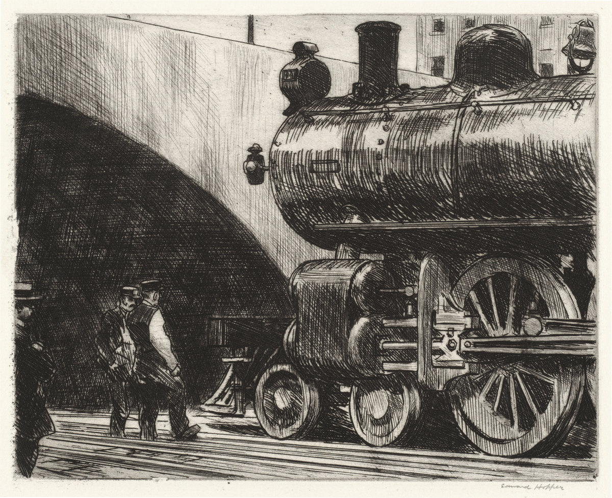 The Locomotive by Edward Hopper (American, 1882 - 1967), 16X12"(A3)Poster Print