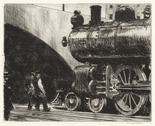The Locomotive by Edward Hopper (American, 1882 - 1967), 16X12"(A3)Poster Print