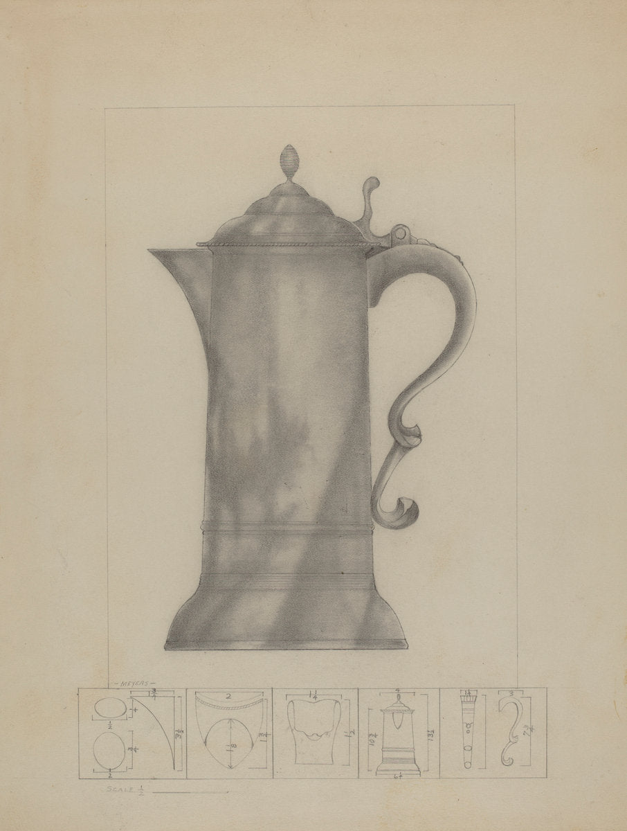 Pewter Flagon by Henry Meyers (American, active c. 1935), 16X12"(A3)Poster Print