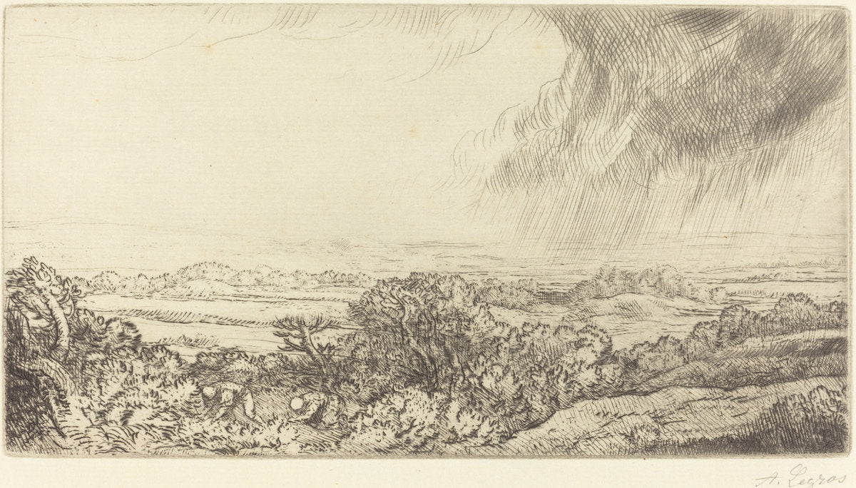 Mushroom Gatherers (Les ramasseurs de champignons) by Alphonse Legros (French, 1837 - 1911), 16X12"(A3)Poster Print